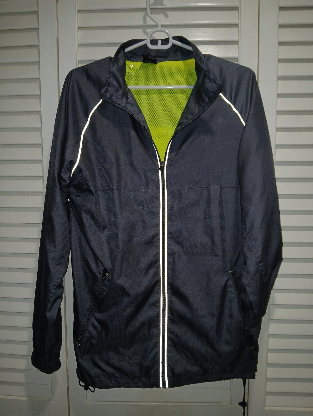 STARTER Men’s Windbreaker Jacket Small 34–36 Gray Neon Yellow